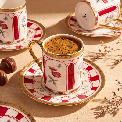 Aryıldız Best 12 Parça 6 Kişilik Kahve Fincan Takımı Kırmızı 90 ml - 2
