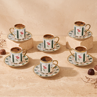 Aryıldız Best 12 Parça 6 Kişilik Kahve Fincan Takımı Yeşil 90 ml - ARYILDIZ