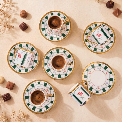 Aryıldız Best 12 Parça 6 Kişilik Kahve Fincan Takımı Yeşil 90 ml - 3