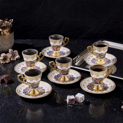 Aryıldız Constella 12 Parça 6 Kişilik Kahve Fincan Takımı Gold 90 ml - ARYILDIZ