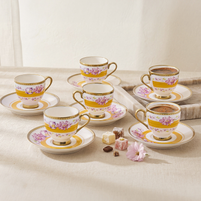 Aryıldız Jevel 12 Parça 6 Kişilik Kahve Fincan Takımı Sarı 90 Ml - ARYILDIZ