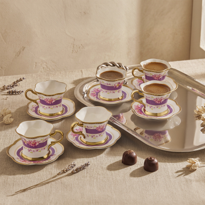 Aryıldız Lal 6 Kişilik 12 Parça Kahve Fincan Takımı Mor 90 ml - ARYILDIZ