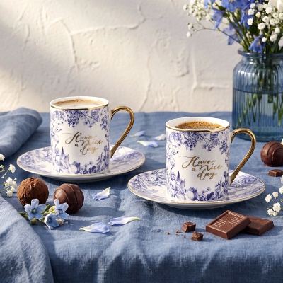 Aryıldız Lavanya Blue 4 Parça 2 Kişilik Kahve Fincan Takımı 90 ml - ARYILDIZ