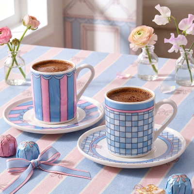 Aryıldız Lura 4 Parça 2 Kişilik Kahve Fincan Takımı Mavi 90 ml - ARYILDIZ