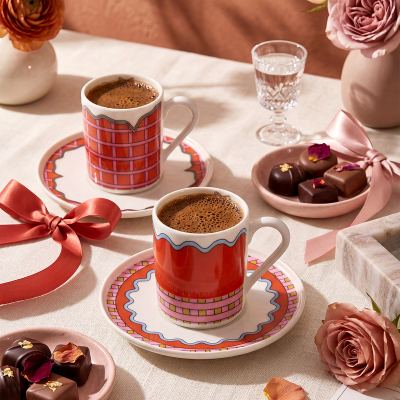 Aryıldız Lura 4 Parça 2 Kişilik Kahve Fincan Takımı Turuncu 90 ml - ARYILDIZ