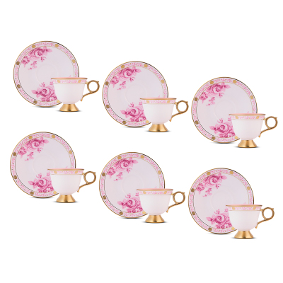 Aryıldız Nostalgie 12 Parça 6 Kişilik Kahve Fincan Takımı Pembe 100 ml - 6