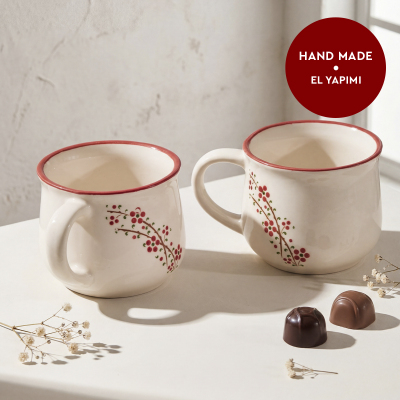 Aryıldız Rosella 2’li Seramik Kupa Kırmızı 150 ml - 2