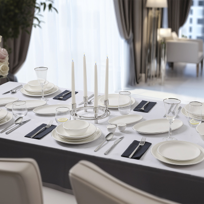 Evaliza Elegant Platin 32 Parça 6 Kişilik Yemek Takımı - EVALIZA