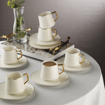 Evaliza Hanedan Gold 12 Parça 6 Kişilik Kahve Fincan Takımı 80 ml - EVALIZA