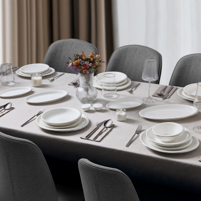 Evaliza Stripe Platin 30 Parça 6 Kişilik Yemek Takımı - EVALIZA
