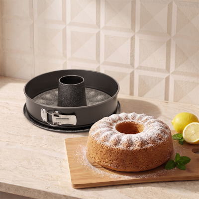 Guardini Borulu Kelepçeli Kek Kalıbı Granit Gri 26 cm - 2