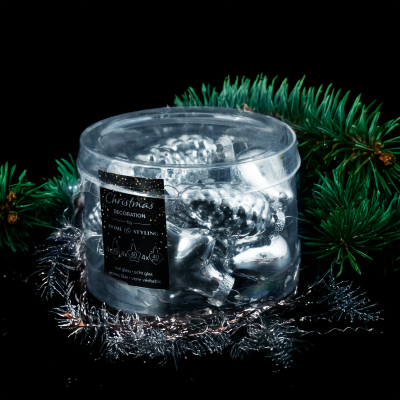 Koopman New Year 12 Parça Yılbaşı Süs Platin Mix 40 mm - KOOPMAN
