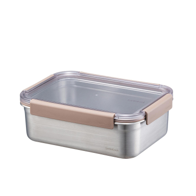 LocknLock Paslanmaz Çelik Fırın & Saklama Kabı Dörtgen Kilitli 2 Litre Kahverengi - 2