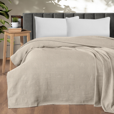 Maxstyle Çift Kişilik %100 Pamuk Pike Bej 200x220 cm - 1