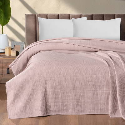 Maxstyle Çift Kişilik %100 Pamuk Pike Pudra 200x220 cm - 1