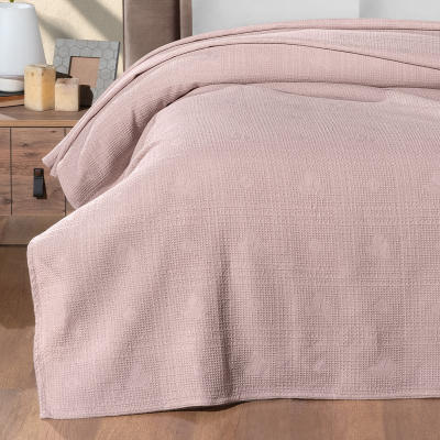 Maxstyle Çift Kişilik %100 Pamuk Pike Pudra 200x220 cm - 3