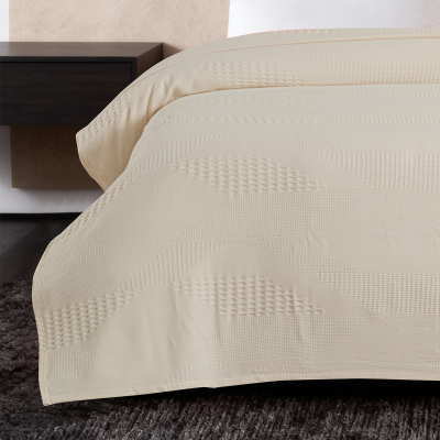 Maxstyle Spring %100 Pamuk Çift Kişilik Pike Bej 220x230 cm - 3