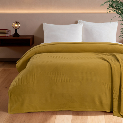 Maxstyle Spring %100 Pamuk Çift Kişilik Pike Hardal 220x230 cm - 1