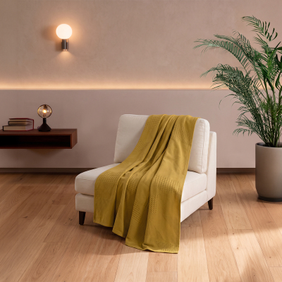Maxstyle Spring %100 Pamuk Tek Kişilik Pike Hardal 180x230 cm - 4