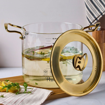 Perotti Logan Gold Kapaklı Cam Tencere 5,5 L 20x20 cm - 2