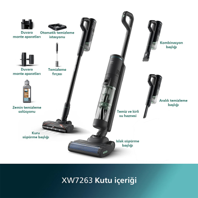 Philips Aqua Trio Kablosuz Dikey Süpürge XW7263/11 - 1