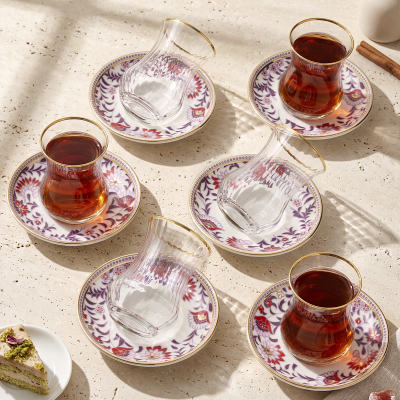 Sandro Moreno 1898 Mistik Gold Optik 12 Parça 6 Kişilik Çay Seti 150 ml - SANDRO MORENO