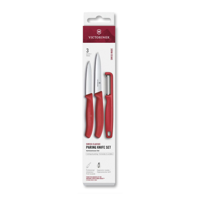 Victorinox Swiss Classic 3’lü Bıçak+Soyma Seti Kırmızı - VICTORINOX